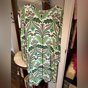 Soft Surroundings Green and Pink Patterned Dress